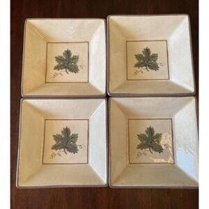 Williams Sonoma by‎ Ceramiche Arianna Italy Grape Leaf Square Bowl Set of 4 Fall